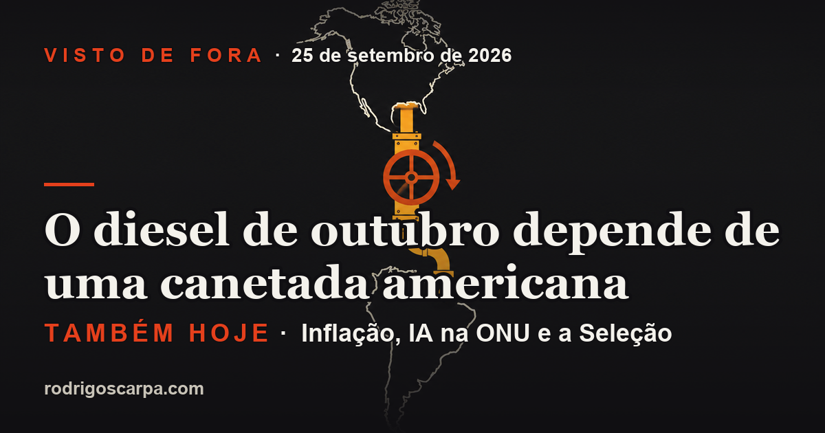 Edição 8, Sexta-feira, 25 de setembro de 2026. O diesel de outubro depende de uma canetada americana
