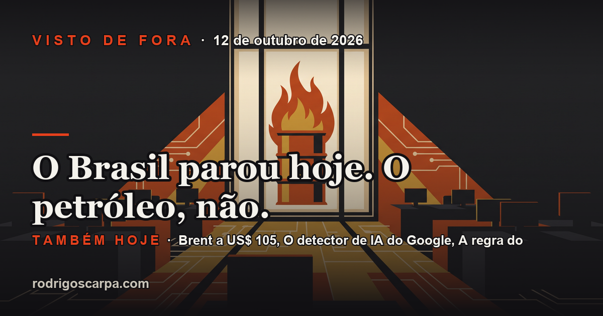 Edição 19, Segunda-feira, 12 de outubro de 2026. O Brasil parou hoje. O petróleo, não.