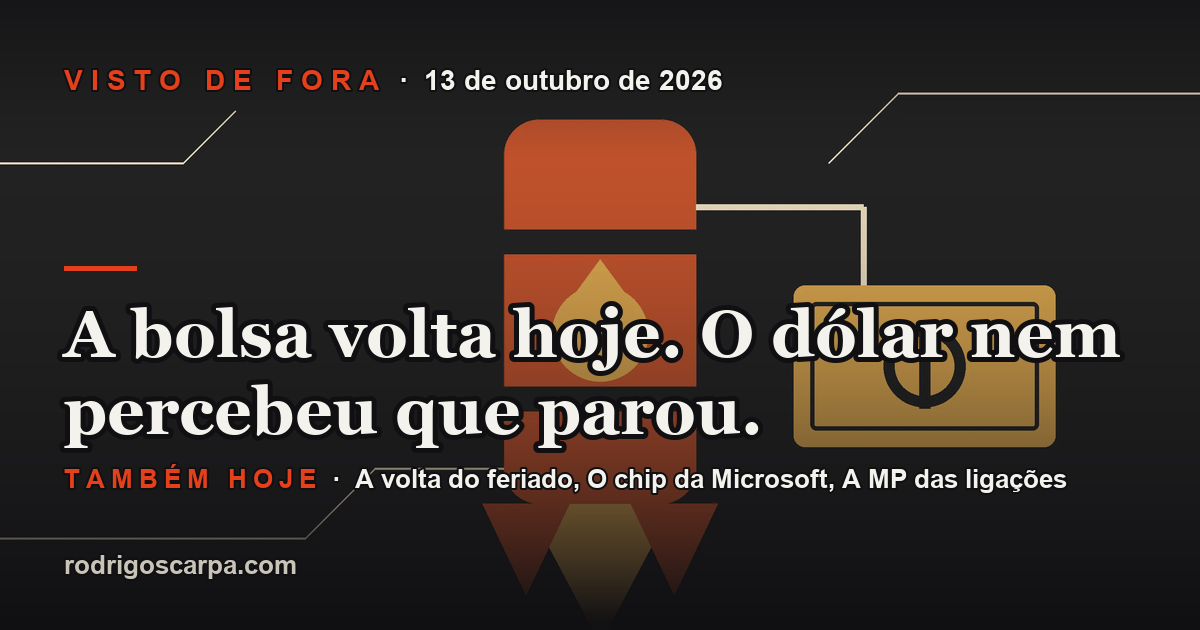 Edição 20, Terça-feira, 13 de outubro de 2026. A bolsa volta hoje. O dólar nem percebeu que parou.